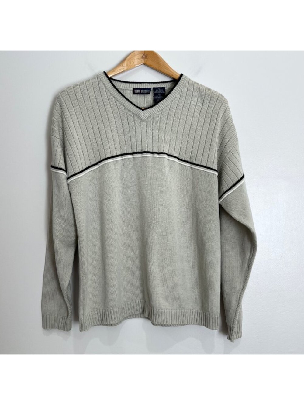 Faded Glory Vtg 90s V-Neck Sweater Mens M Tan 100% Acrylic